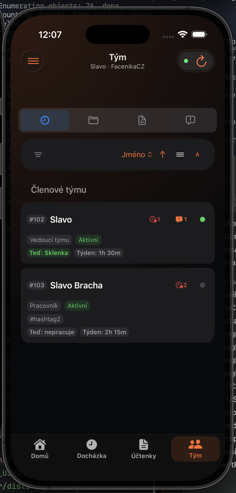Týmový přehled po odchodu jednoho pracovníka